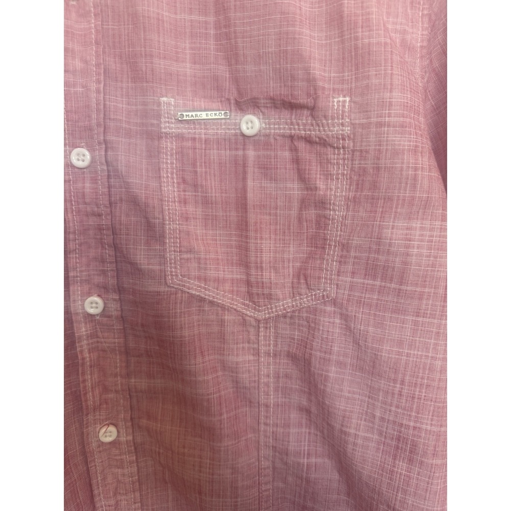 Marc Ecko Mens Gingham Plaid Button Up Dress Shirt Size M Nautical Preppy Cotton - Picture 3 of 10